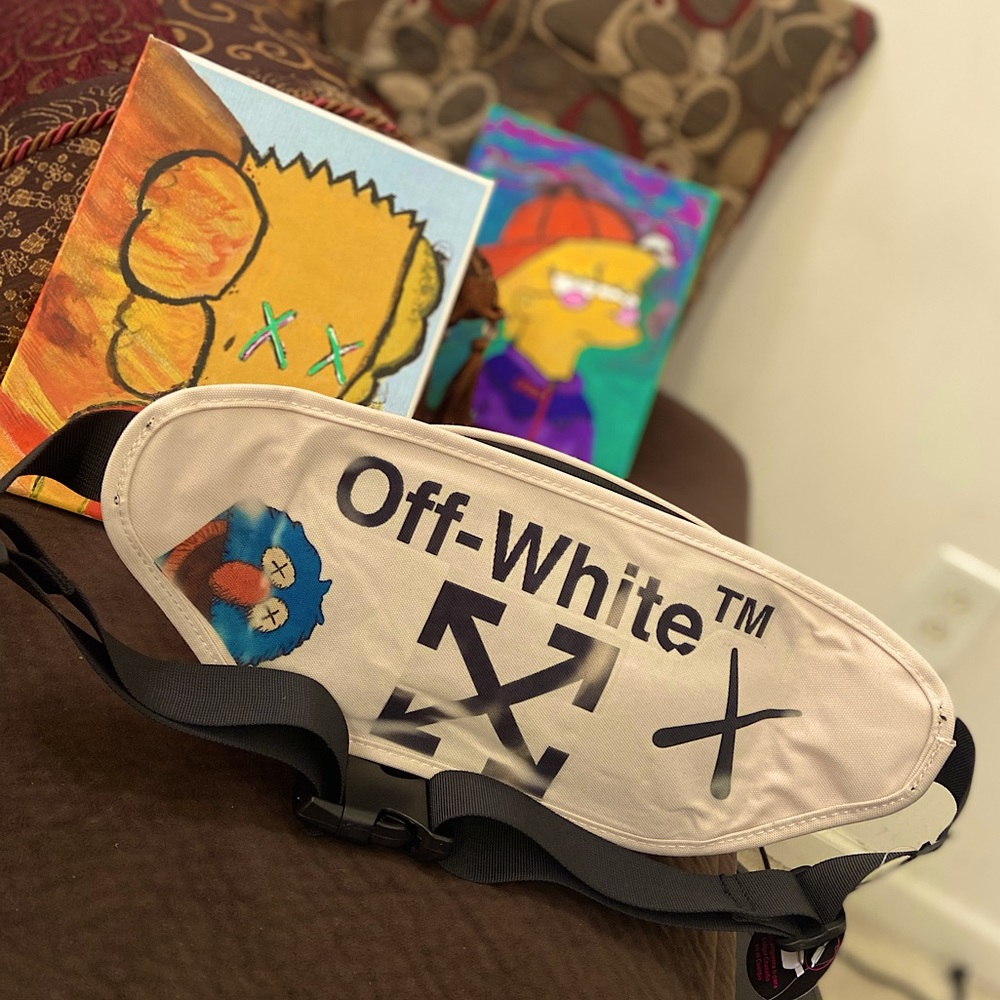 Custom  Off-White x Kaws companion Inspired Fanny pack/ Crossbodybag